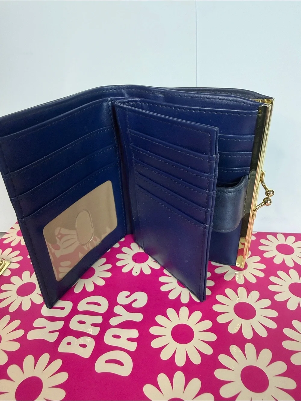 Buxton Navy Faux‎ Leather Snap-Closure Wallet